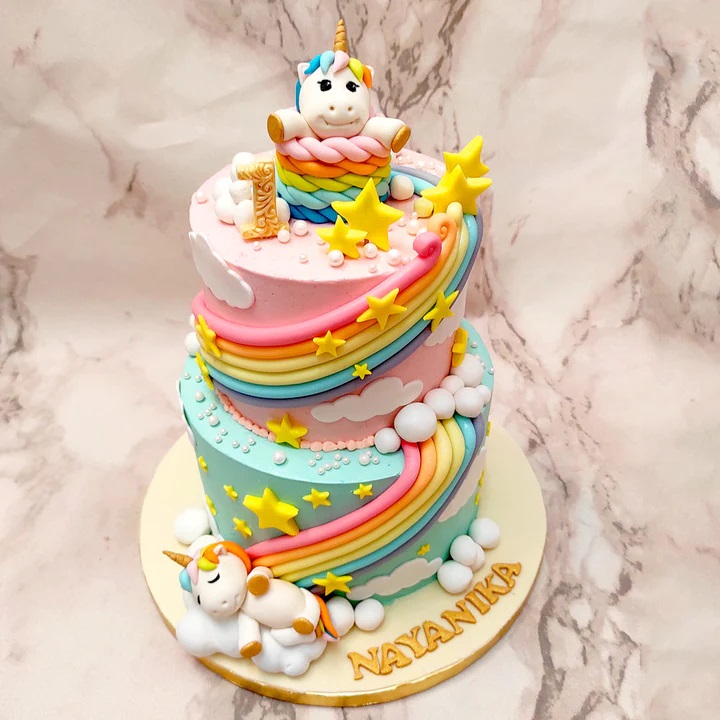 Order Rainbow Cloud Fondant Cake Online, Price Rs.3800 | FlowerAura