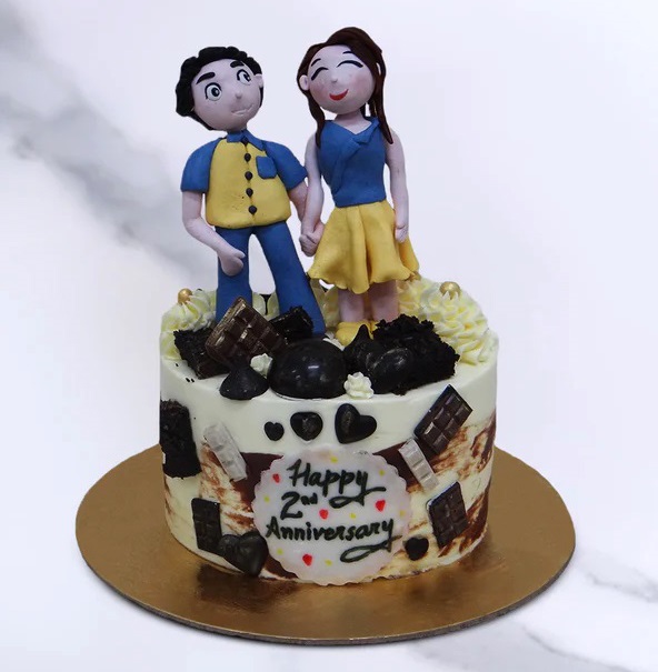 2nd Anniversary Chocolate Truffle Heart Cake | Anniversary Cakes