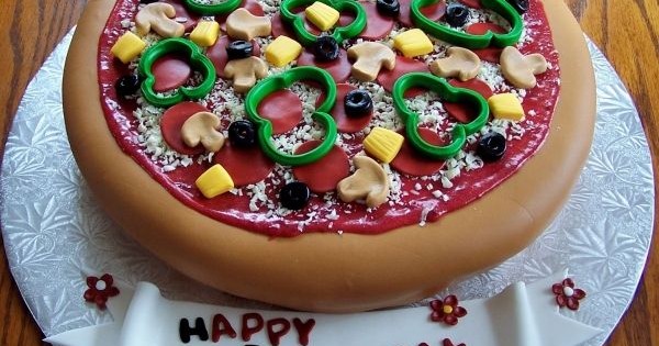 Pizza Cake! p-i-z-z-a (also my first shaped & food themed cake) : r/Baking