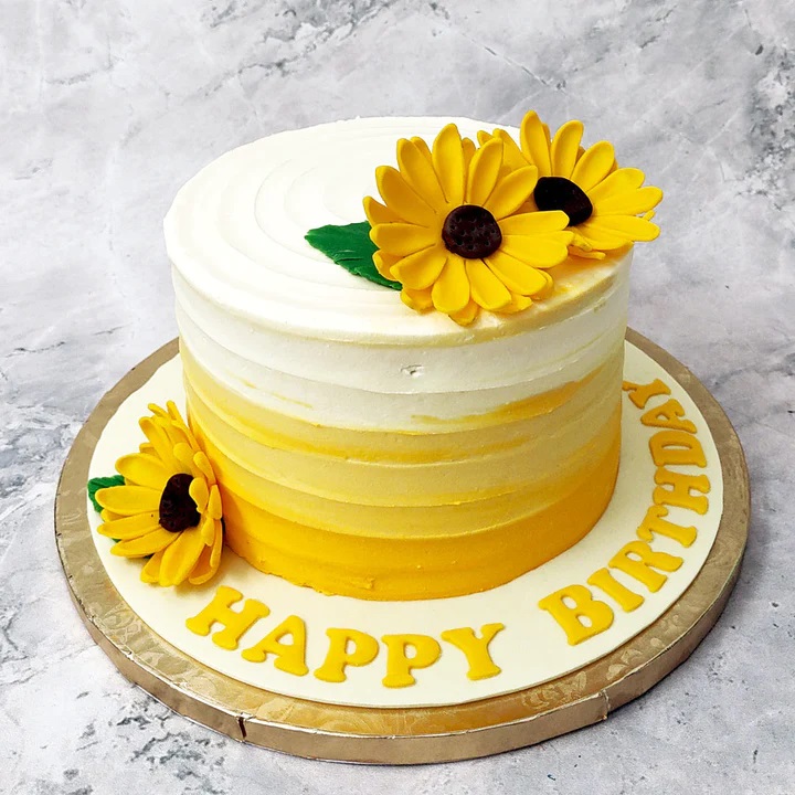 Half Birthday Cake by Kukkr | Pink and Yellow Floral Half cake