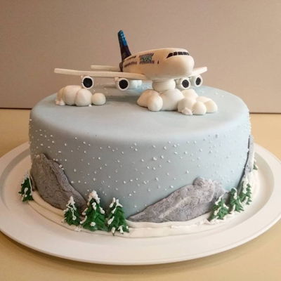 Airplane cake with homemade marshmallow fondant. I know fondant gets a lot  of hate, but I think marshmallow fondant is delicious, and I personally  don't like putting inedible things like flowers or