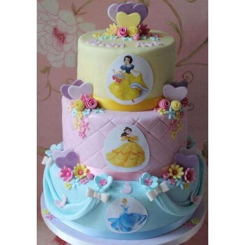 4 Tier Disney Princesses Birthday cake with an Illuminated Castle | Susie's  Cakes