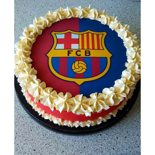 Amazon.com: Cakecery Barcelona Football Club Logo Barca Edible Cake Image  Topper Personalized Birthday Cake Banner 1/4 Sheet : Grocery & Gourmet Food