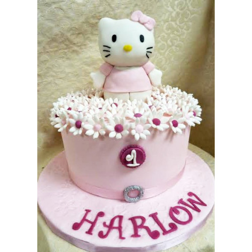 Girl Birthday Cake with Kitty Stock Photo - Image of fancy, frosted:  51494584