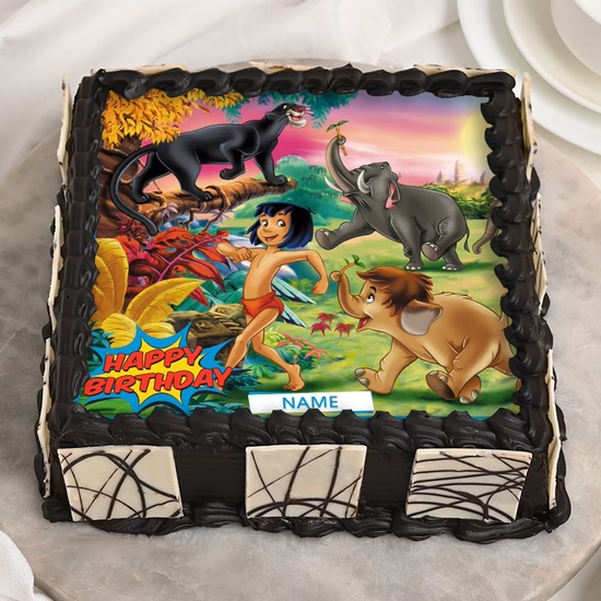Send Jungle Book Chocolate Round Photo Cake Online : DIZOVI Bakery