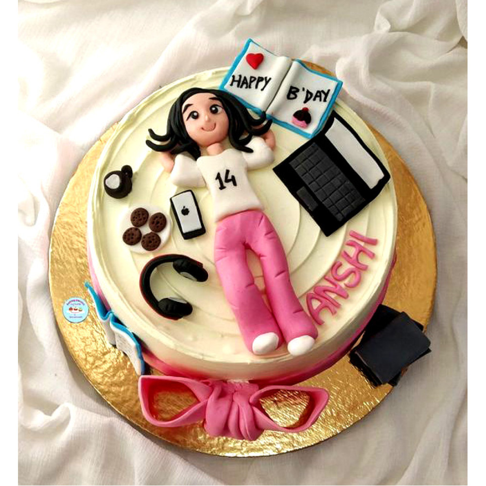 Lazy Girl Theme Birthday Cake Delivery In Delhi And Noida 0037