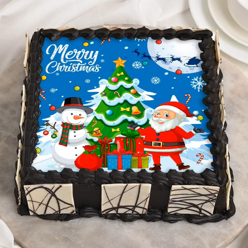Order Cheery Christmas Photo Cake Online, Price Rs.895 | FlowerAura