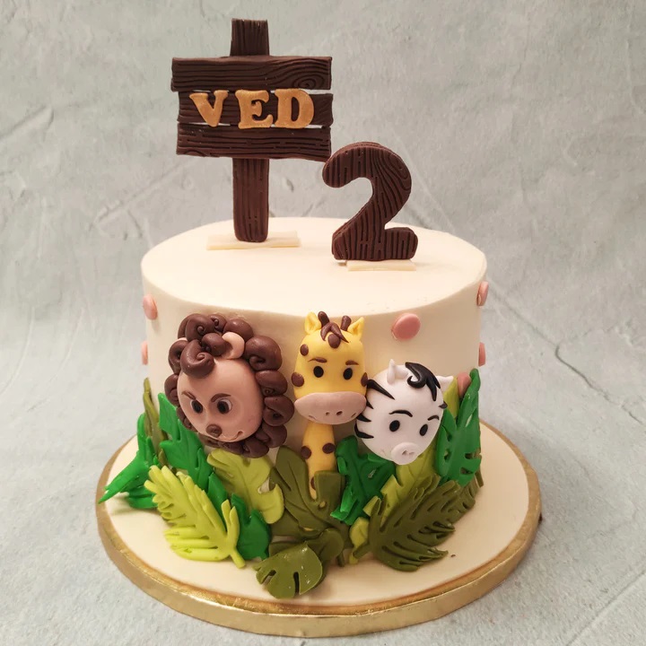 Birthday Jungle Safari Cake Decoration Cartoon Animal Stump Road Sign Baby  Christening Gender Reveal First Birthday Cake Topper