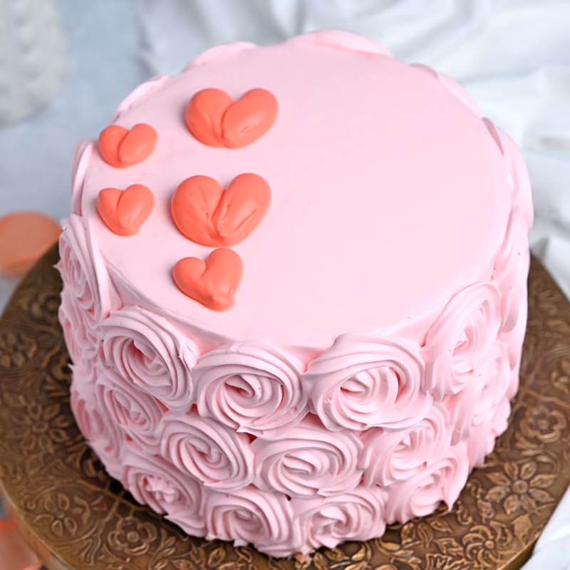 Strawberry Valentine Day Cake (Pink and White) in Malappuram at best price  by Brazilia Cakes & Coffee - Justdial