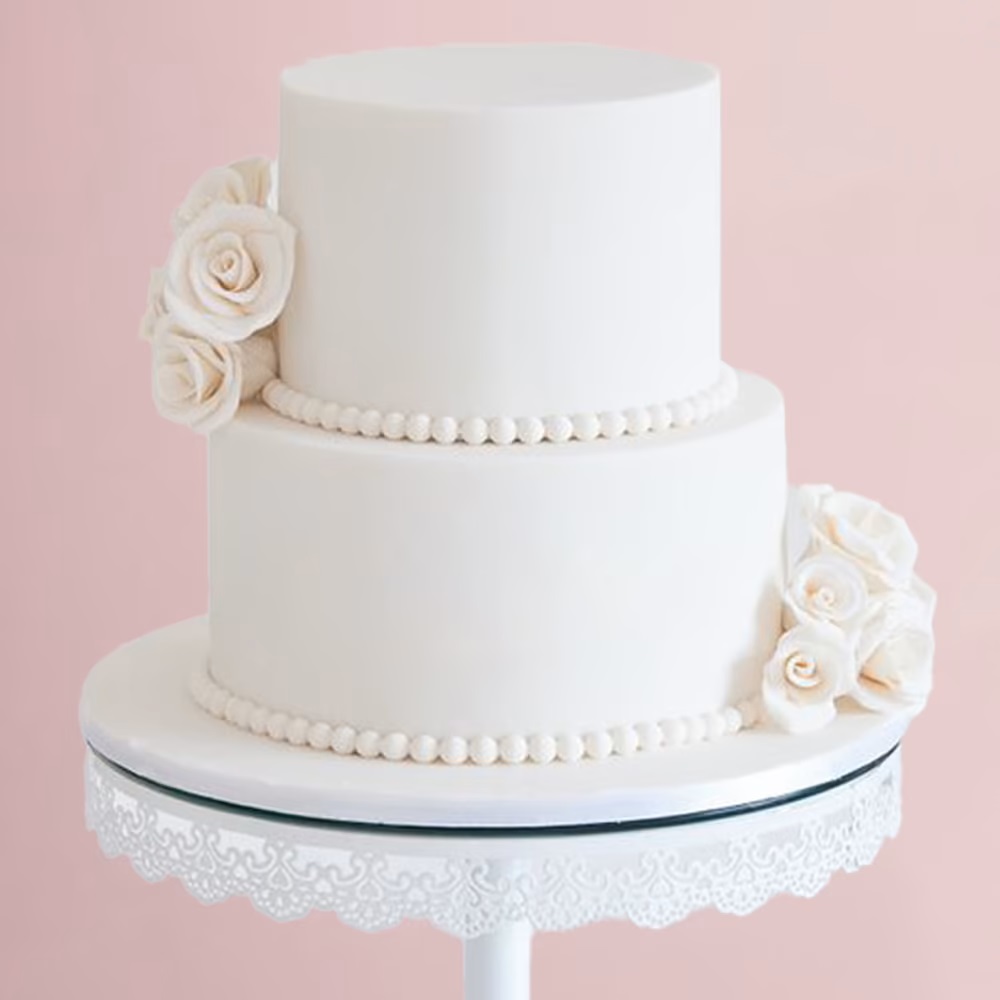Two Tier Butter Cream Cake With Assorted Roses (Eggless) - Ovenfresh