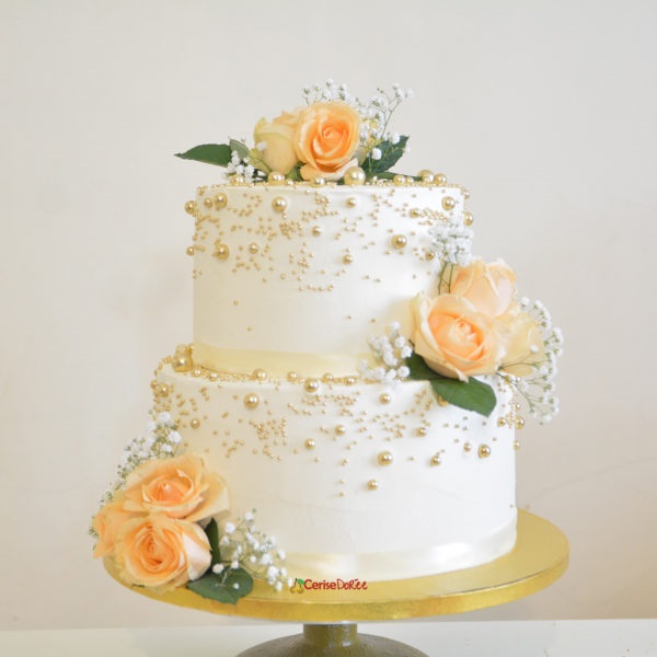 Navy blue and gold wedding cake - Decorated Cake by - CakesDecor